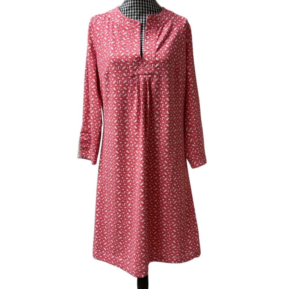 Ellie Kai Linda Coral Pink Wrinkle Free 3/4 Sleeve V-Neck Short Tailored Dress 6